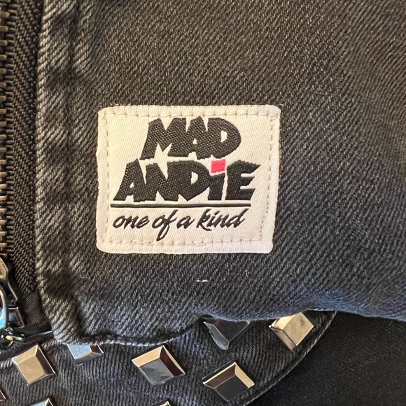 The Beatles One-of-a-Kind Max Jeans Custom Black Metal-Studded Bomber Jacket - Picture 6 of 8